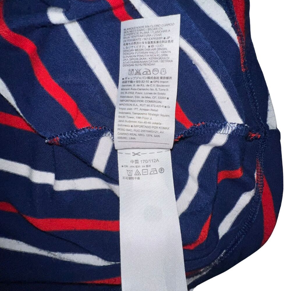 Old Navy Dress Women XL Fit Flare Midi A Line Long Sleeve Red White Blue Stripes - Picture 7 of 10